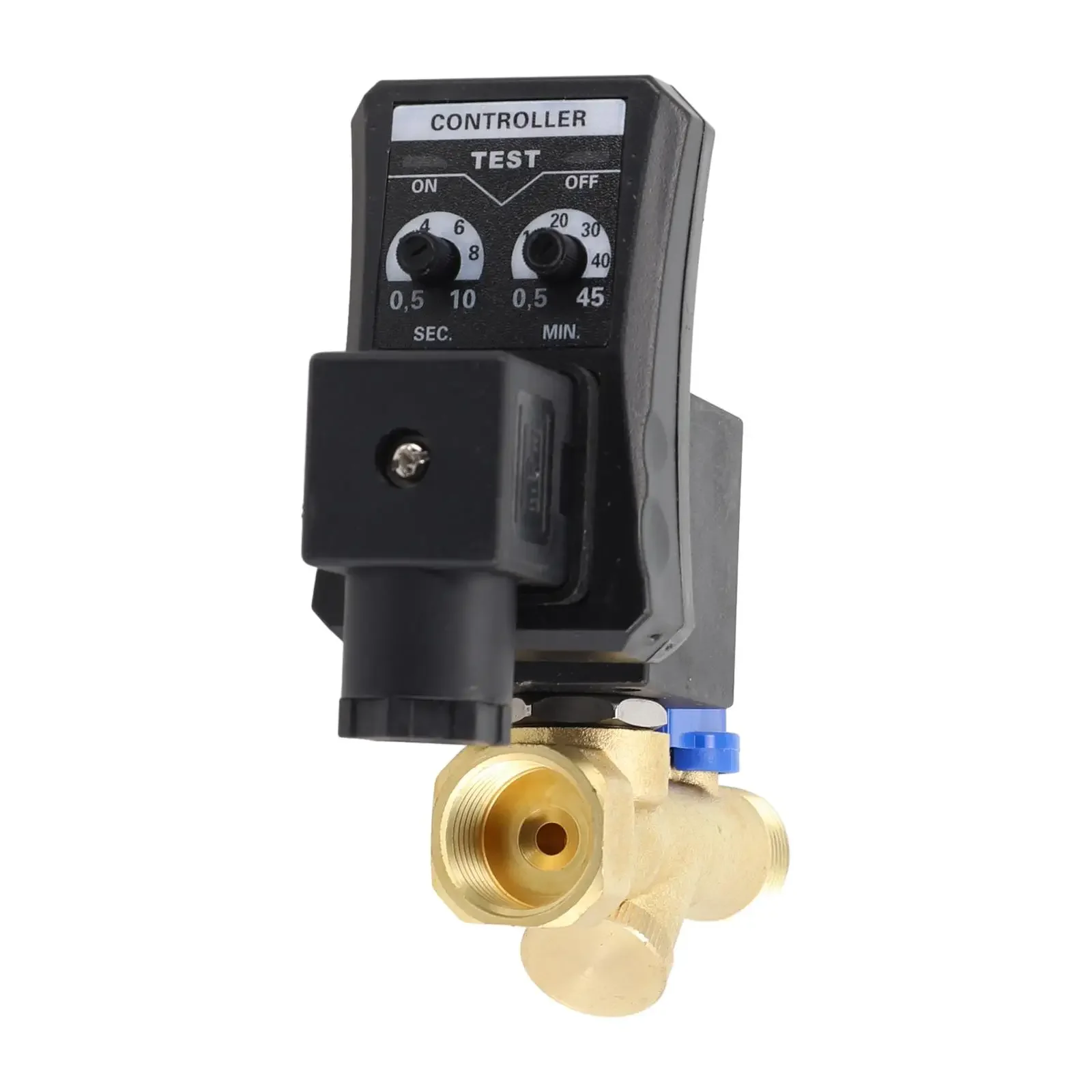 AC220V Electronic Timed 2 Way Air Compressor Gas Tank Drain Valve Metal Material 1/2 Port IP65 Protection Level