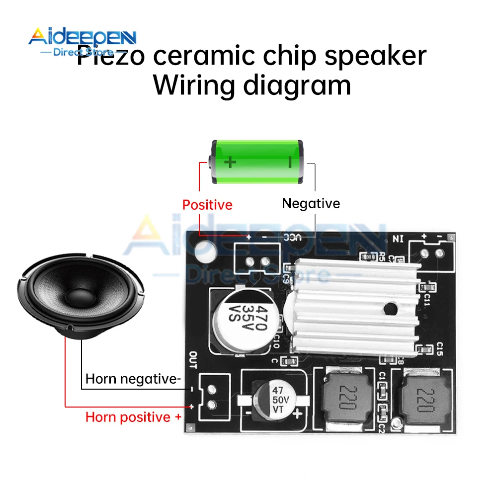 DC 5-27V 20W Piezoelectric Ceramic Horn Power Amplifier Board Drone Speaker Power Amplification Module Drive 6V-22V 180W Horn