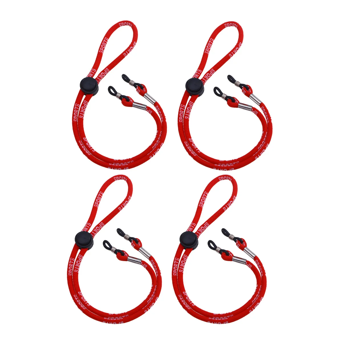 

4Pcs Glasses Lanyard Strong Elastic Bungee Cord with Lock for Movement Sports Goggles Water Resistant Washable Eyewear Chain Red