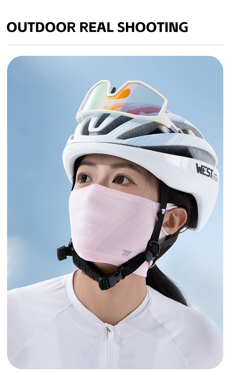 WEST BIKING Nahtlose Strick-Fahrrad-Gesichtsmaske mit Ohrbügel für Frühling und Herbst, Halswärmer in langem und kurzem Stil für Rennrad, Motorrad und Laufen – Detail 15