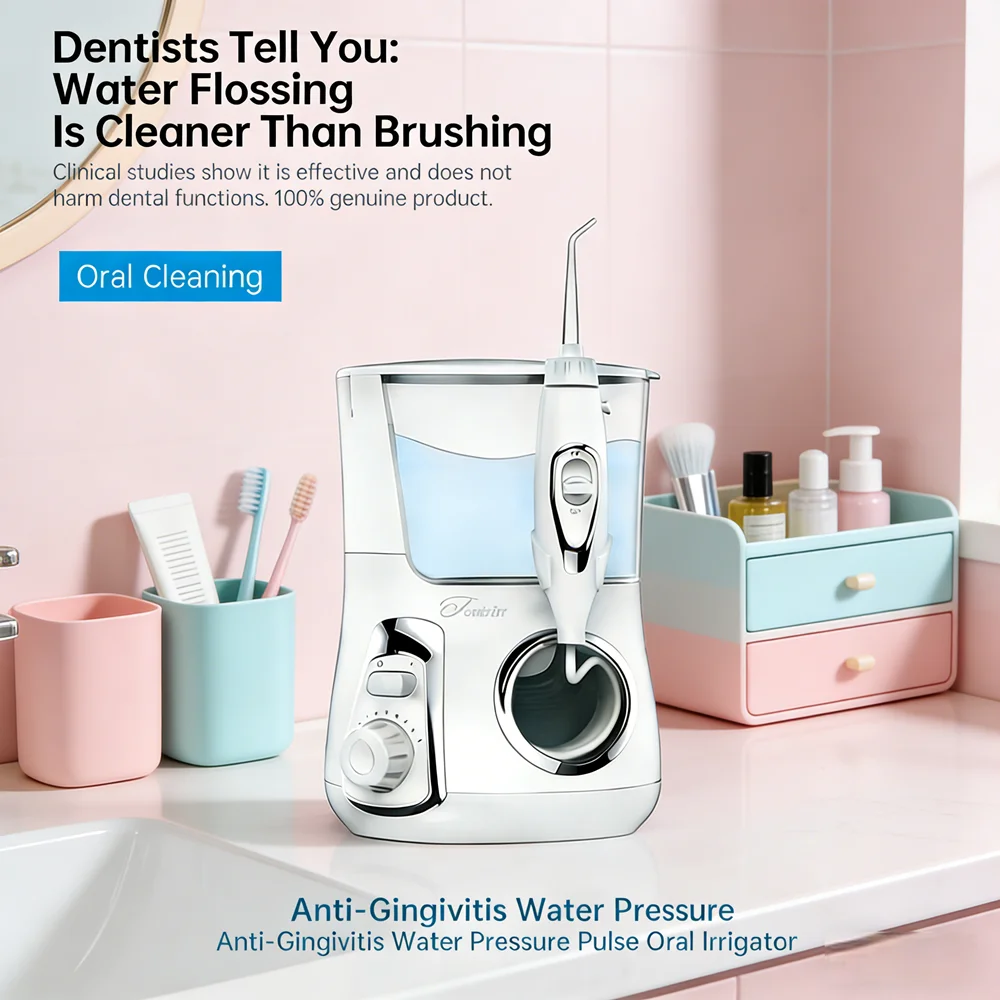 

Desktop Electric Oral Irrigator 10 Modes 5 Jet Nozzles 800ML Capacity Family Dental Water Flosser