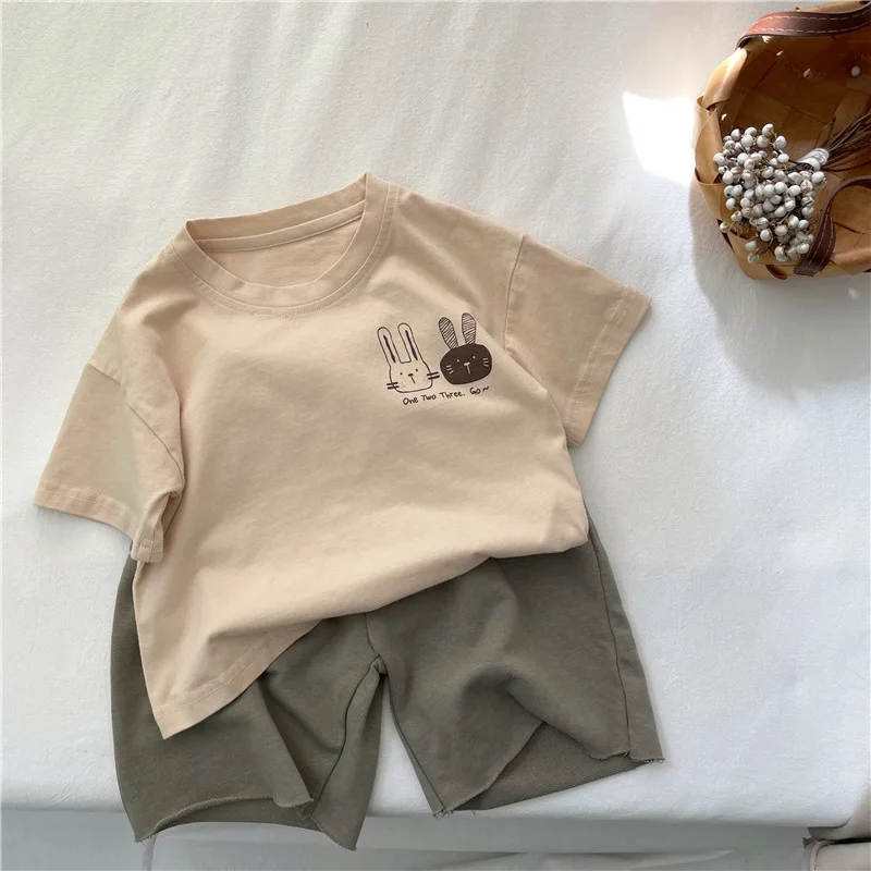 2025 Sommer Neuheiten Kinder-Kurzarm-T-Shirts aus Reiner Baumwolle 2-7 Jahre Cartoon-Hasen-T-Shirt für Jungen und Mädchen Looe Lässige Oberteile – Detail 5
