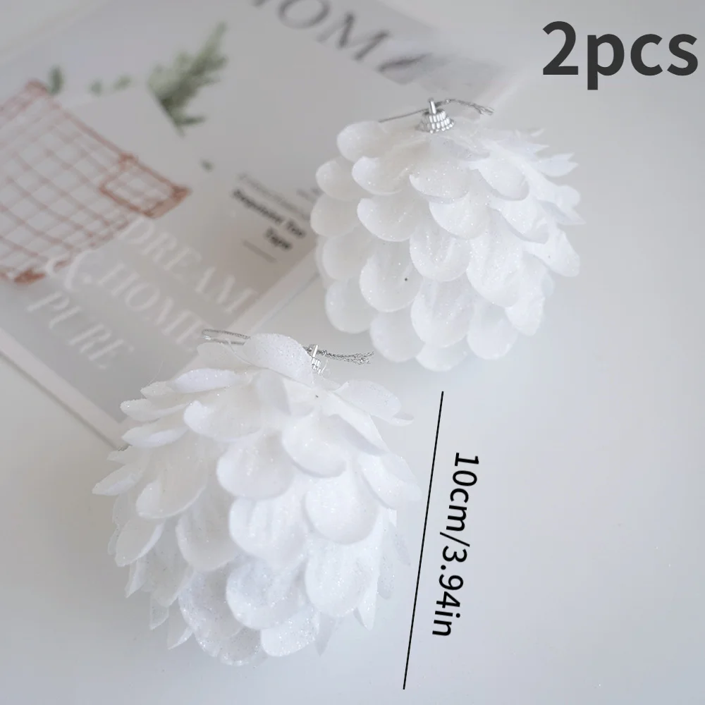 Weihnachts schmuck Ball Set, 2/3 Stück Glitzer weiß Schaum Tannenzapfen Dekorationen, hängende Feiertags verzierungen für Weihnachten
