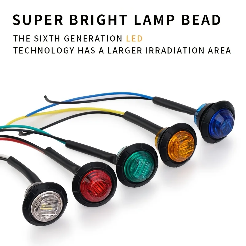 30 3/4-inch rectangular LED side lights, suitable for 12V trailers, trucks, and RVs - high brightness, compatible with 12-24V ve