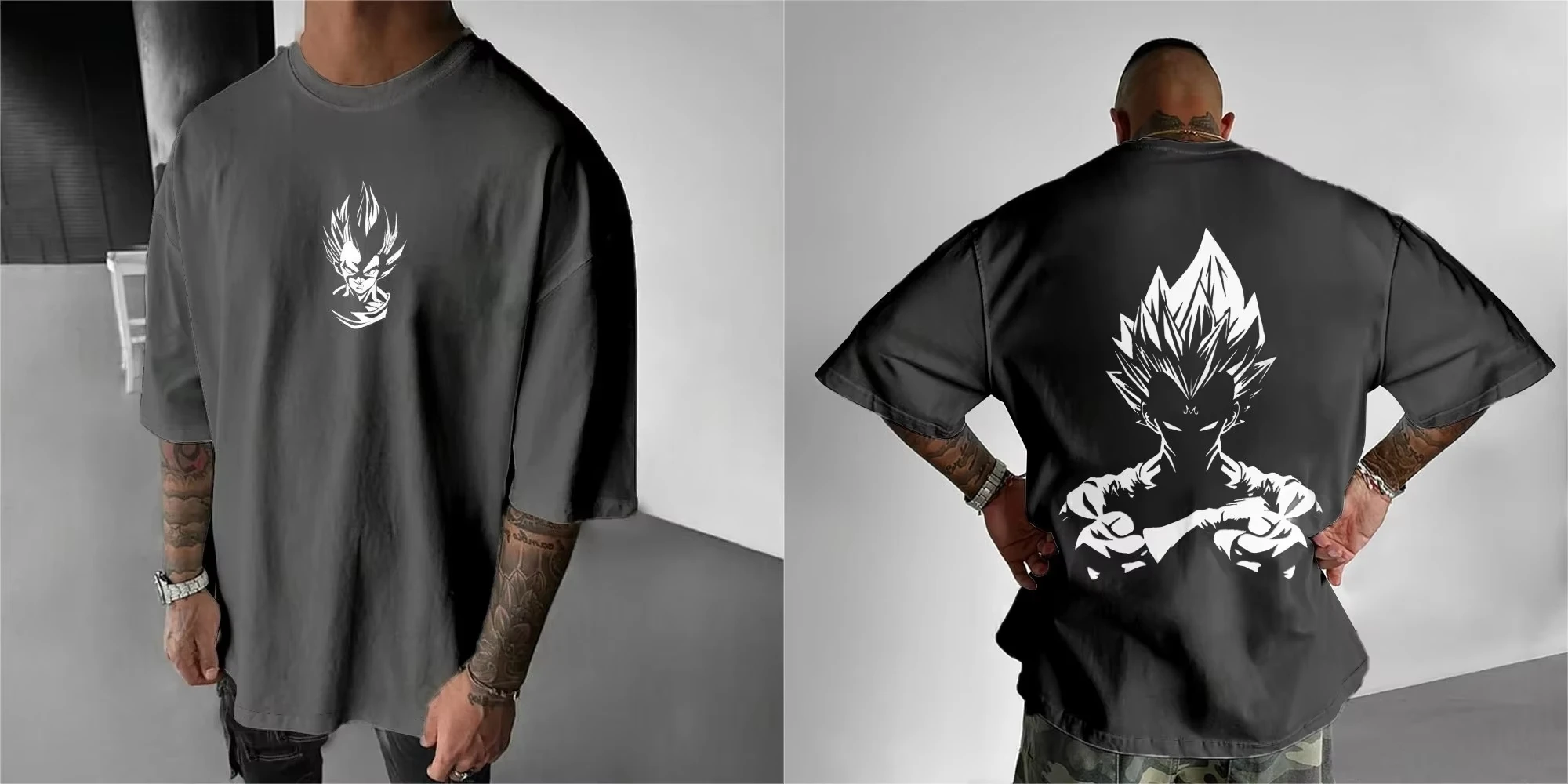 ドラゴンボール原宿多用途 Tシャツ 2026 メンズ秋/冬新ベジータアニメプリントカジュアルファッションルーズ親子トップ