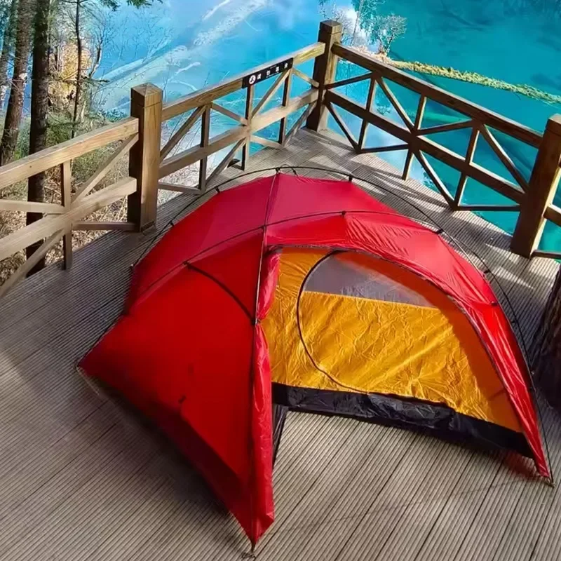 1,25 kg 1 Person ultraleichtes Rucksackzelt mit Aluminiumstange, 15D-Nylon, 2-seitige Silikonbeschichtung, reißfestes, wasserdichtes Campingzelt
