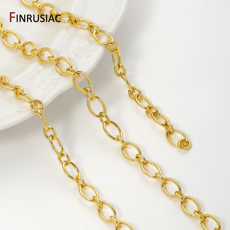 

18K Gold Plated Brass 5.7*8.5mm Oval Link Chain Big Rolo Cable Bulk Chains for DIY Jewelry Making Necklace Bracelet Accessories