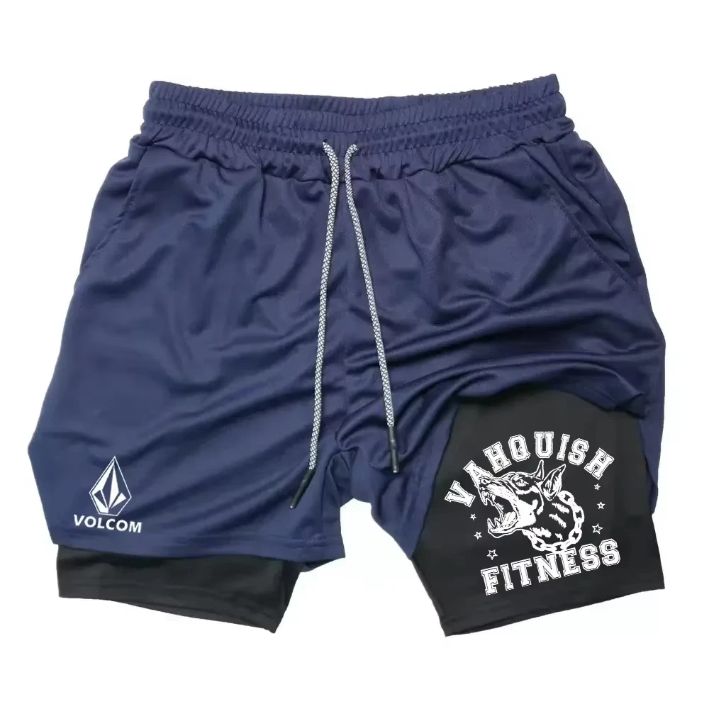 Yeni 2'si 1 Arada Erkek Çift Katmanlı Pantolon, Havlu Çantası Baskrijs, Erkek Yaz Koşu Günreas Spor Şort Baloncesto Şort