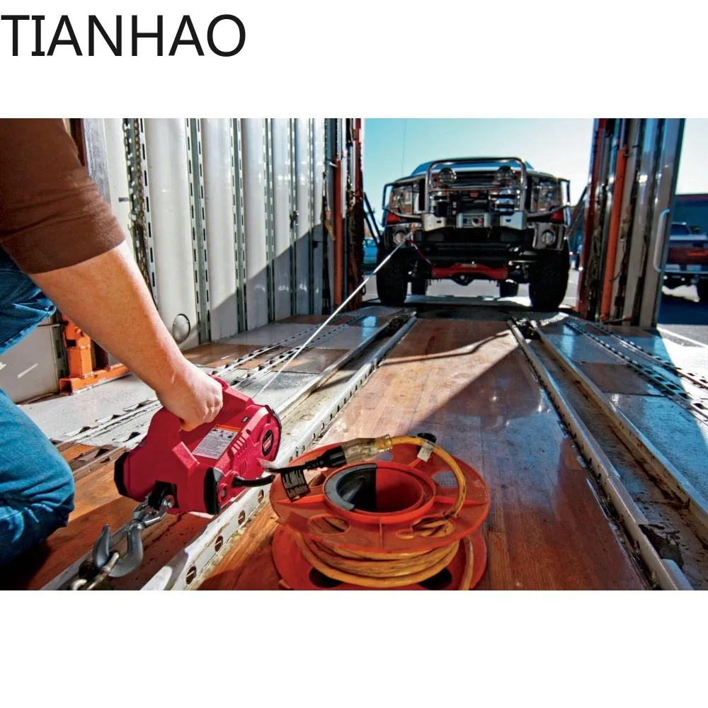 885000 PullzAll Corded 120V Portable Electric Winch with Steel Cable: 1/2 Ton (1,000 Lb) Pulling Capacity , Red