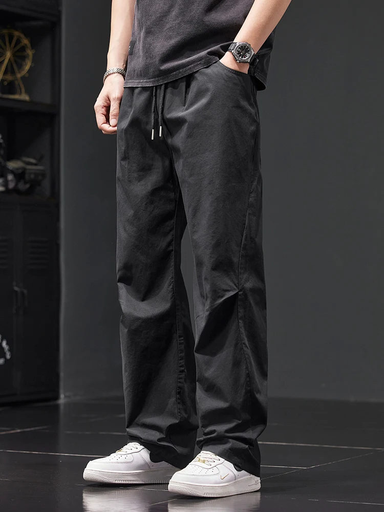 

Мужские повседневные брюки из хлопка на весну-лето: свободные, прямые, тонкие, дышащие, в винтажном американском стиле, рабочие, с широкими штанинами