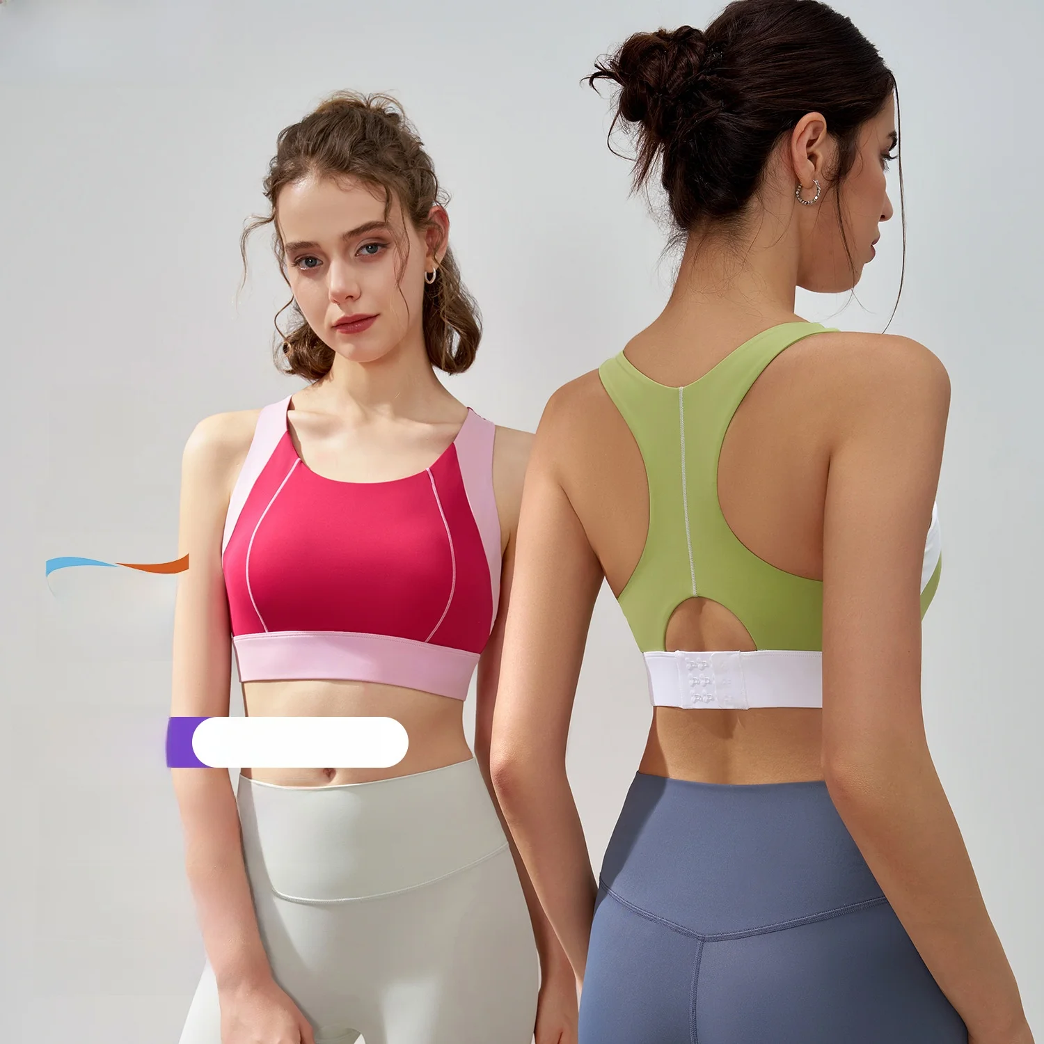 

Xia Xin Ударопрочный спортивный бюстгальтер контрастных цветов Цельный противоударный топ с фиксированной чашкой для фитнеса и бега для жилета для йоги