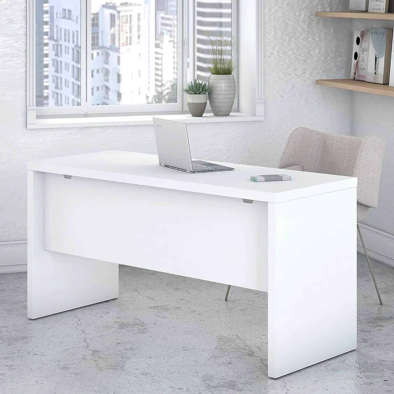 Echo Collection Computer Desk for Home Office with Quick-to-Assemble Hardware, 60W, Pure White