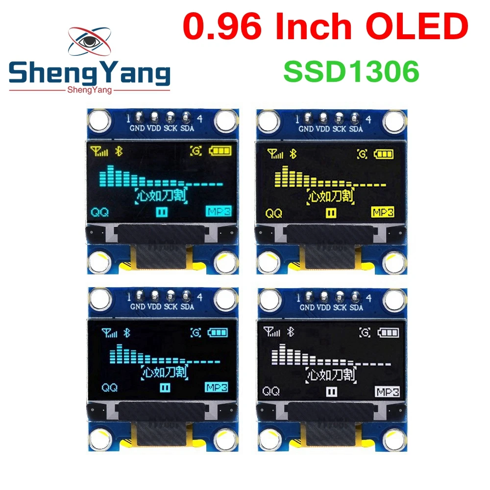 TZT 0.96 inch IIC SPI Serial 7/4Pin White/Blue/Yellow Blue/Yellow OLED Display Module SSD1306 12864 LCD Screen Board for Arduino