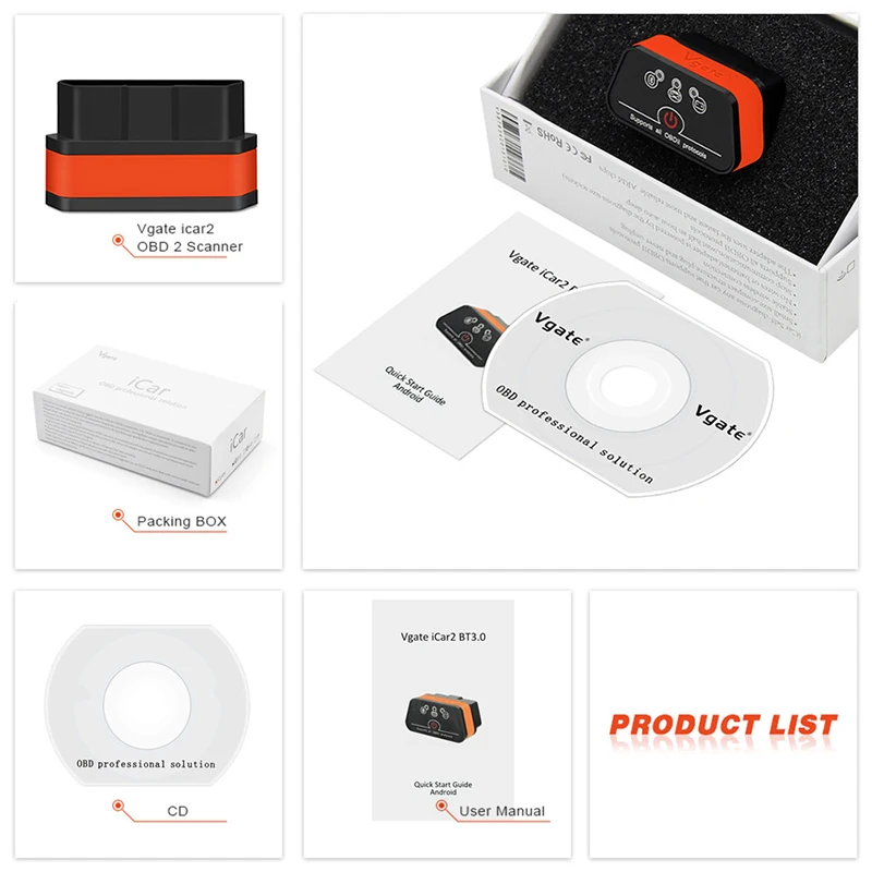 

Лот Vgate iCar2 BT/Wi-Fi ELM 327 OBD2 автоматический диагностический инструмент сканер iCar 2 для Android/IOS/PC elm327 считыватель автомобильных кодов