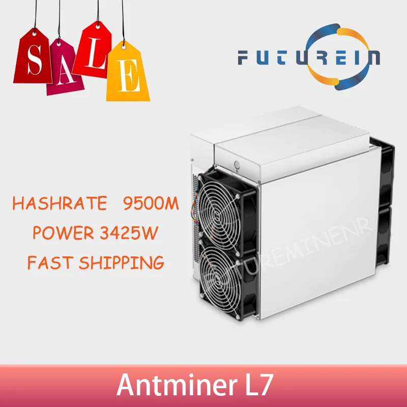 Bitmain AntminerL7 9500M Miner 9.5Gh Machine Litecoin Doge Miner New L7 Miner Crypto Mining Machine 8.8G 9.05G 9. 3G