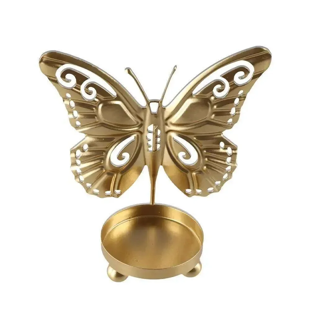 

Electroplated Holders Unique Elegant Butterfly Candlestick Ornaments Exquisite Iron Candle Stand