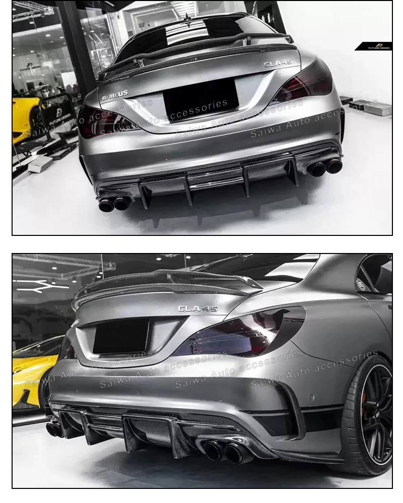 Carbon Fiber FD Style Rear Diffuser For Mercedes-Benz CLA W117 CLA45 AMG Coupe 2013-2019 Upgrade Rear Bumper Splitter Lip