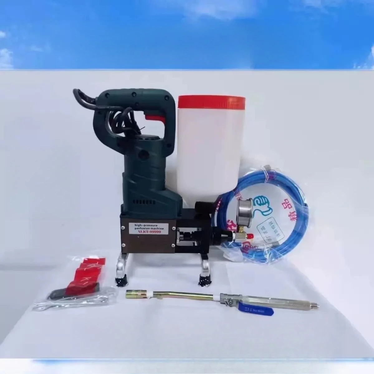 1100WPortable High Pressure Injection Pump for Concrete Crack Water Stop, Floor Tile Hollow Repair Grouting Machine Kit