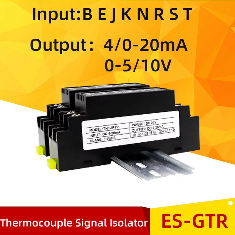 Thermocouple K S B J N T E Types to 4-20mA 0-5V Converter Temperature Signal Isolator RTD TC  Converter Din Rail Installation