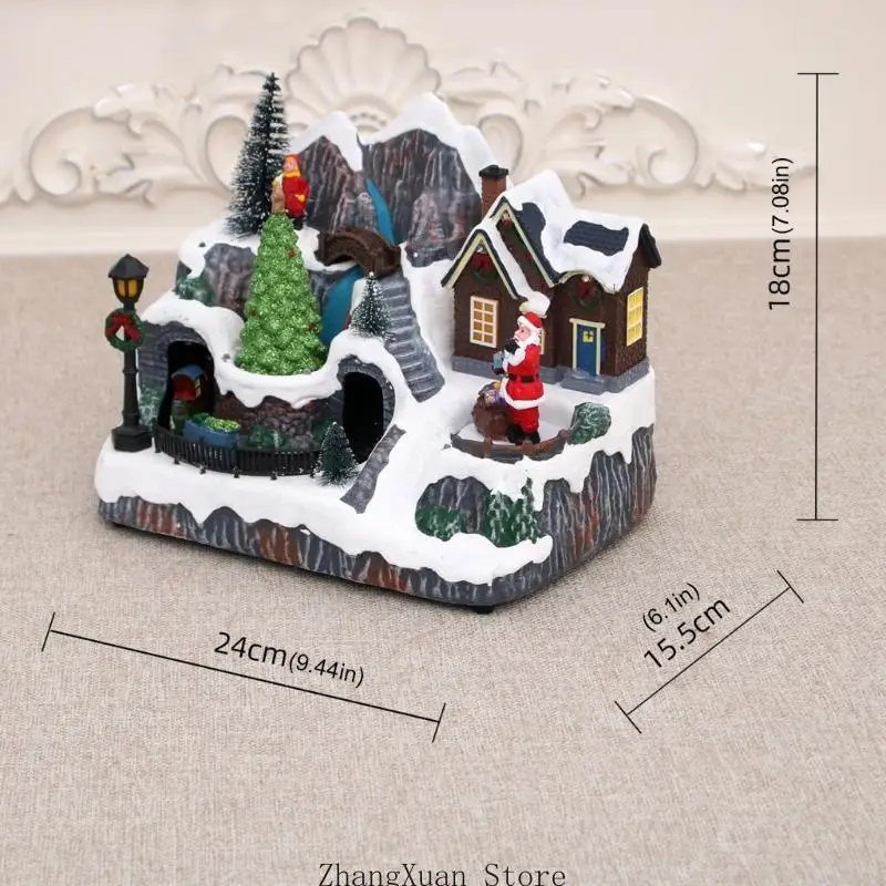 Musikalische Weihnachtsdorf-Figuren mit rotierender Figur für Heim-Tischdekorationen 3XUF – Detail 6