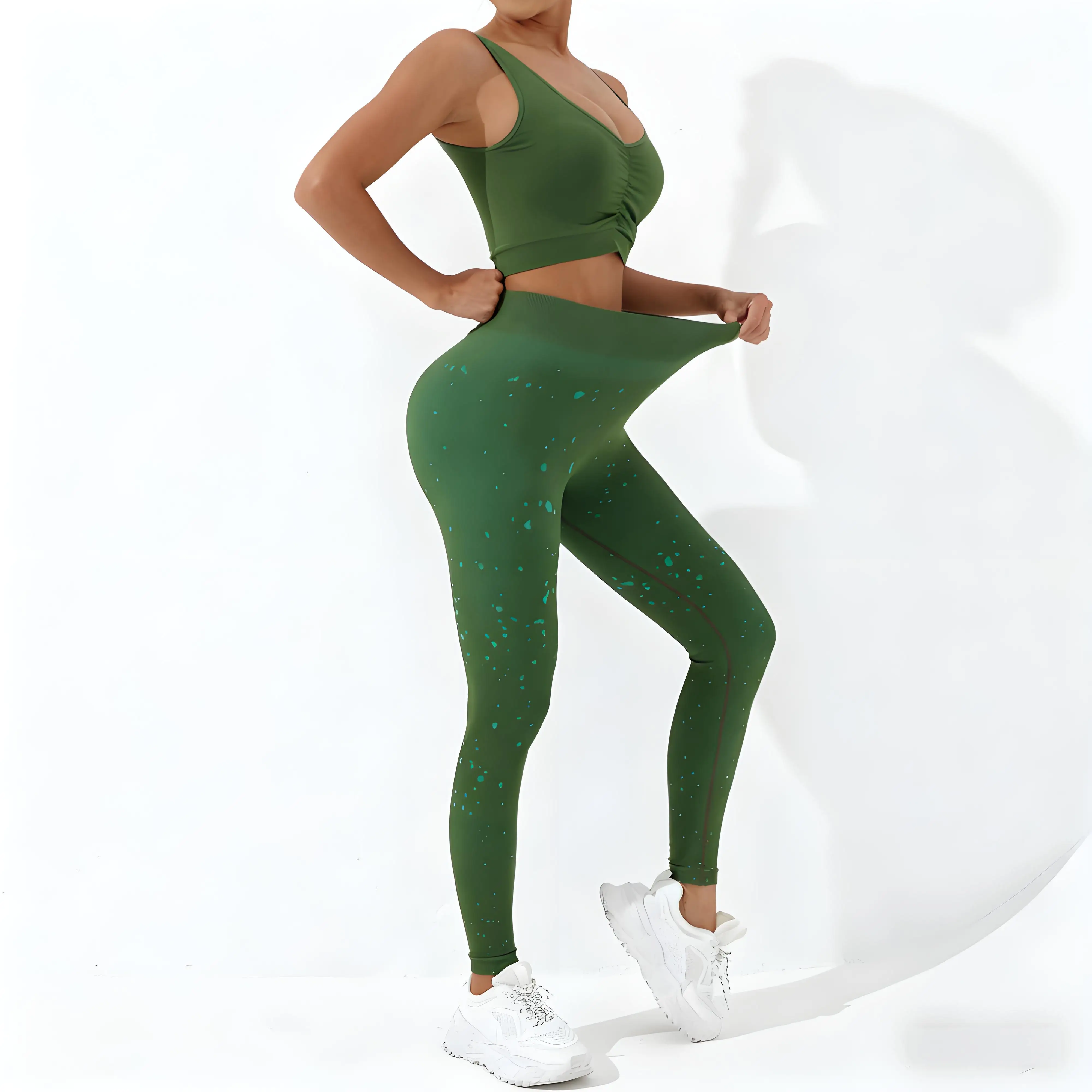 

Бесшовные женские спортивные штаны, комплект из 2 предметов, эластичные леггинсы для йоги с высокой талией, укороченная майка, спортивная одежда, спортивная одежда для йоги, фитнеса, бега