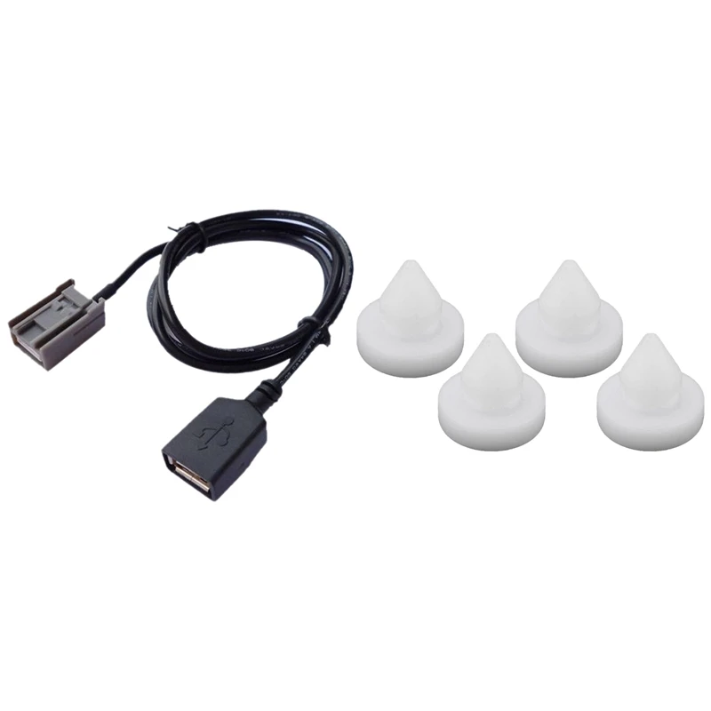 1 Pcs Car Aux USB Cable Adapter Female Port Extension Wire & 4 Pcs Brake Clutch Pedal Stopper Pad