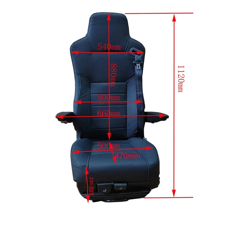 Universal Leather Air Suspension Lorry Driver Seat Heavy Duty Semi Truck Commercial RV Replacement Seat