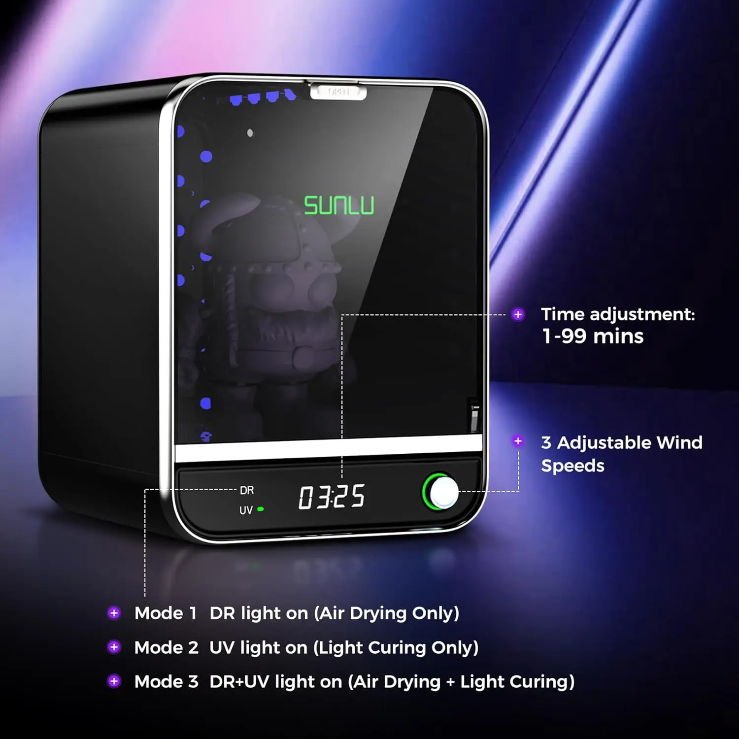 SUNLU kotak Curing UV Resin II kotak pengobatan Photopolymer Resin 405nm lampu UV Curing Machine untuk pencetak Resin 3D Gratis ongkir