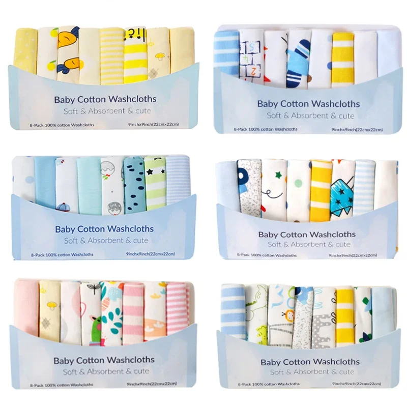 

5/8 Pcs Cotton Newborn Baby Towels Set Saliva Towel Nursing Towel Baby Boys Girls Bebe Toalha Washcloth Handkerchief Cloth Wipes