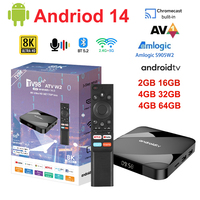 ATV W2​​ S905W2 Android 14 Smart TV Box 8K Quad Core 2.4G 5G Dual WiFi Voice Remote Control Bluetooth Media Player Set Top Box