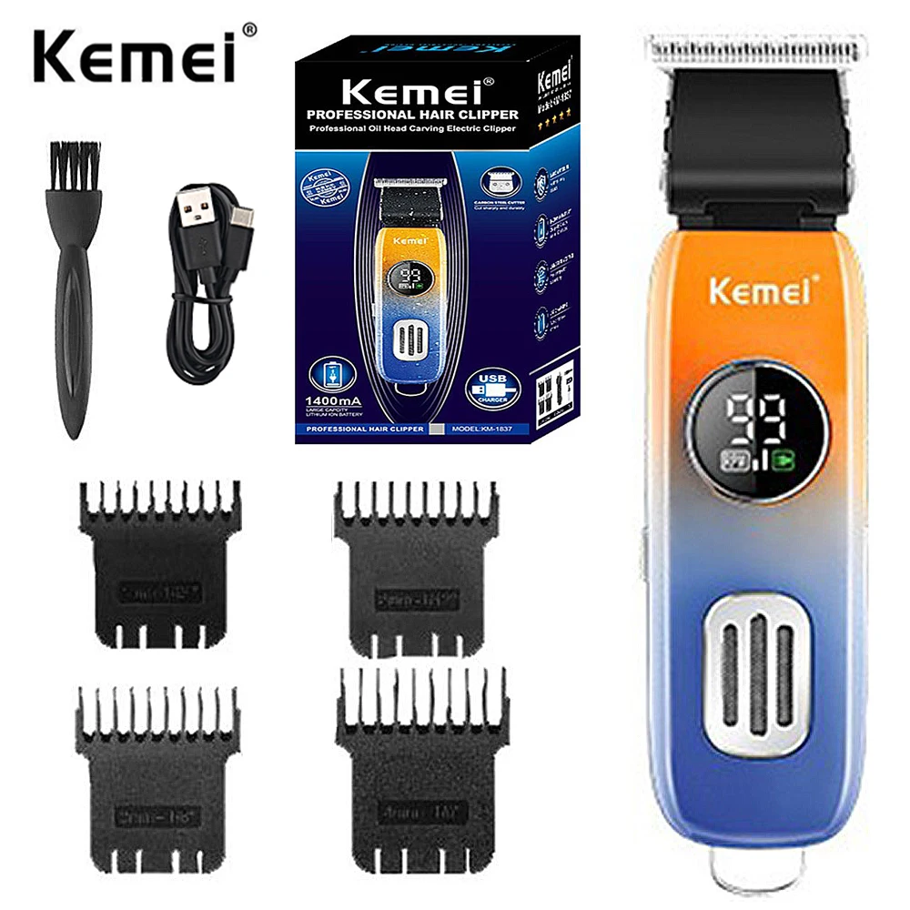 

Kemei Waterproof Hair Trimmer For Men Electric Beard Hair Clipper Professional Two Motor Speed Full Body Groomer Rechargeable