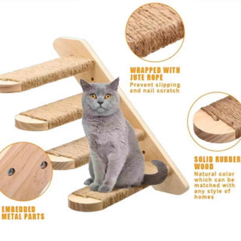 Wooden cat climbing frame living room wall decoration multi-storey sisal cats climbing stairs Pet Products Supplies Furniture