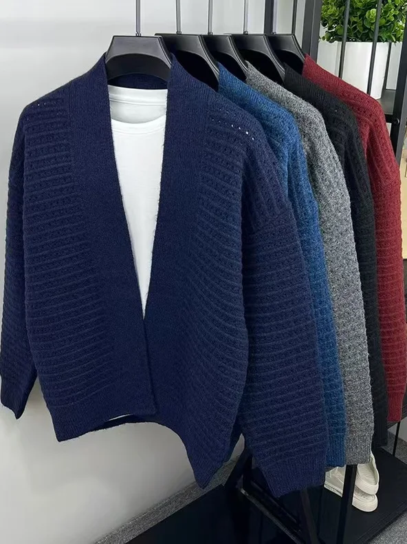 

Casual Knitted Open Cardigan for Men Loose Fit Versatile Sweater Jaet in Multiple Colors Simple Modern Sle