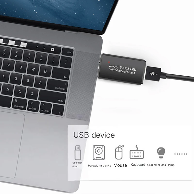 CoolFish pembaca kartu SD mikro SD, pembaca kartu kecepatan tinggi 3 dalam 1 Tipe C USB C mikro USB memori OTG untuk Laptop PC