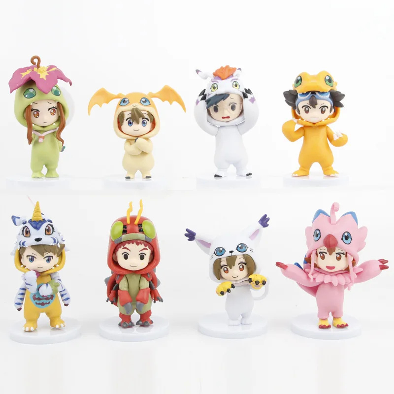 Digimon Anime Figure for Children, Cos, Digital Monster, Agumon, Gabumon, Desktop, Car, Ornements, Décoration, Noël, 8 Pcs Set, Selected