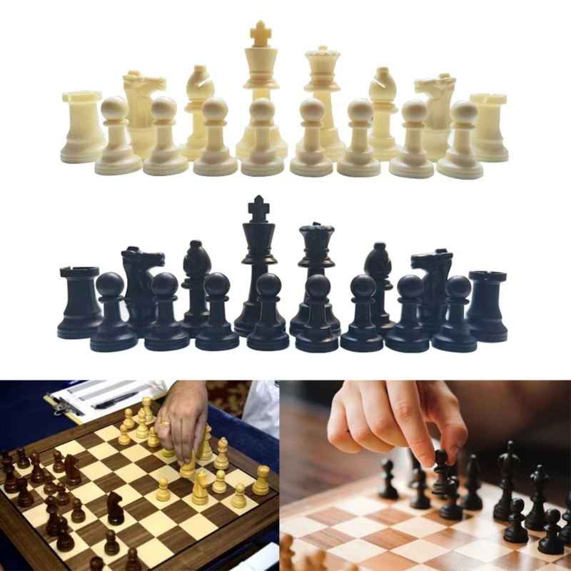 32 Pcs Portable Plastic International Chess Pieces Chess Game Pawns Figurine Pieces Tournament Chessmen Chess Board Accessories