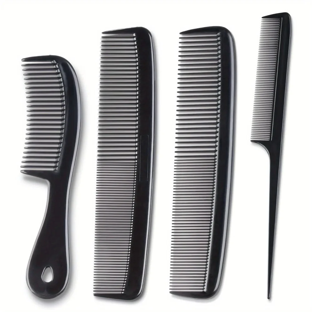 4pcs Professional Black Comb - Exquisite Professional Tail  Advanced Styling Thickened Plastic Comb