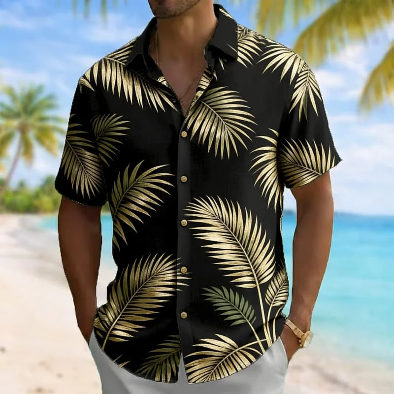 

Men's Stylish Exquisite Tropical Print Short Sleeve Shirt Casual Fashion For Daily Vacation And Beach Outfits