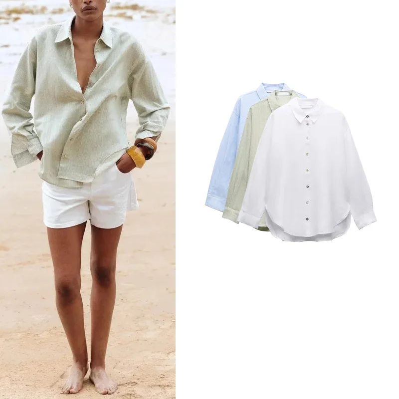 

Новое поступление, женская повседневная удобная свободная длинная блузка с воротником свека, модная универсальная смесь полиэстера irt