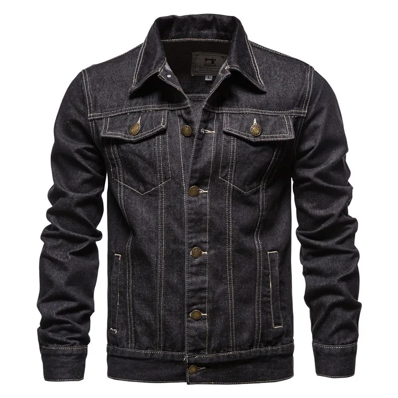 Men's Cotton Denim Jacket Autumn Winter Fashion Casual Slim Fit Outerwear Versatile Trendy Men's Clothing
