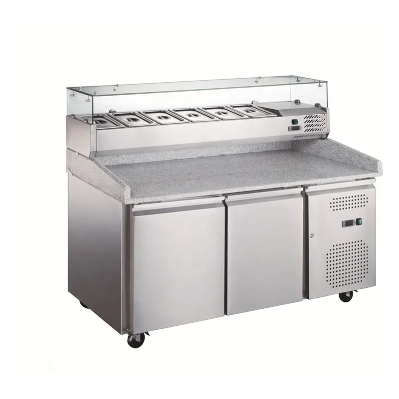 

Commercial kitchen refrigeration equipment, stainless steel salad preparation table G/N pizza fruit and vegetable container