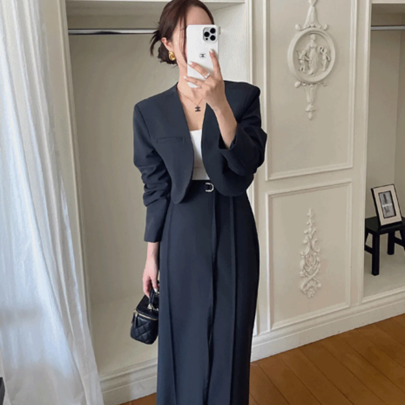 

High Waist ort Suit Jaet Women's Cardigan Coat Bodycon Skirt Set Profional Fem Spring Cotton Long Sve Dr