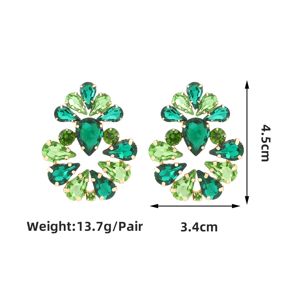Fashion Multicolour Crystal Earrings For Women Luxury Elegant Design Ear Studs Geometric Charms Jewelry Accessories Banquet Gift