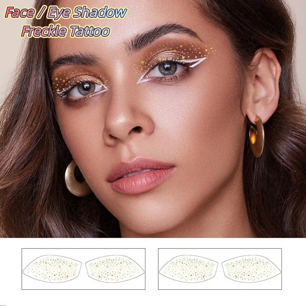 

Временная татуировка для лица DIY: звезды, точки, блестящие тени для век, имитация веснушек. Удобные наклейки-тату для лица.