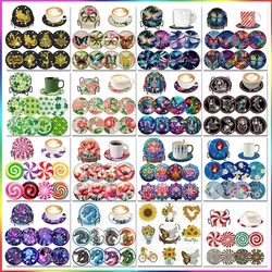 SDOYUNO 8pcs Diamond Art Coasters With Holder Diy Animal Pattern Drink Cup Cushion For Crafts Flower Diamond Painting Kits
