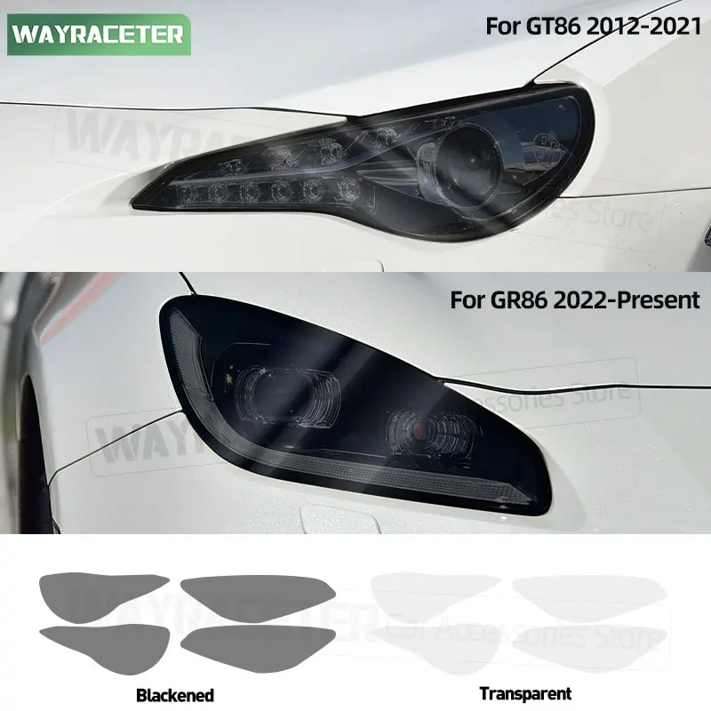 

2 Pcs Car Headlight Tint Smoked Black Protective Film Transparent TPU Sticker For Toyota GR86 2025 86 GT86 2017 Accessories