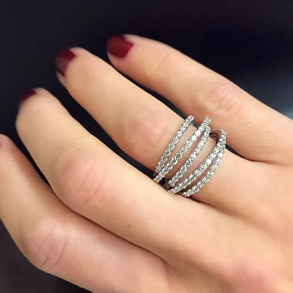 Huitan-Anillo de circonita cúbica cruzada para mujer, diseño versátil, anillos femeninos, fiesta, uso diario, joyería de tendencia moderna, 2022