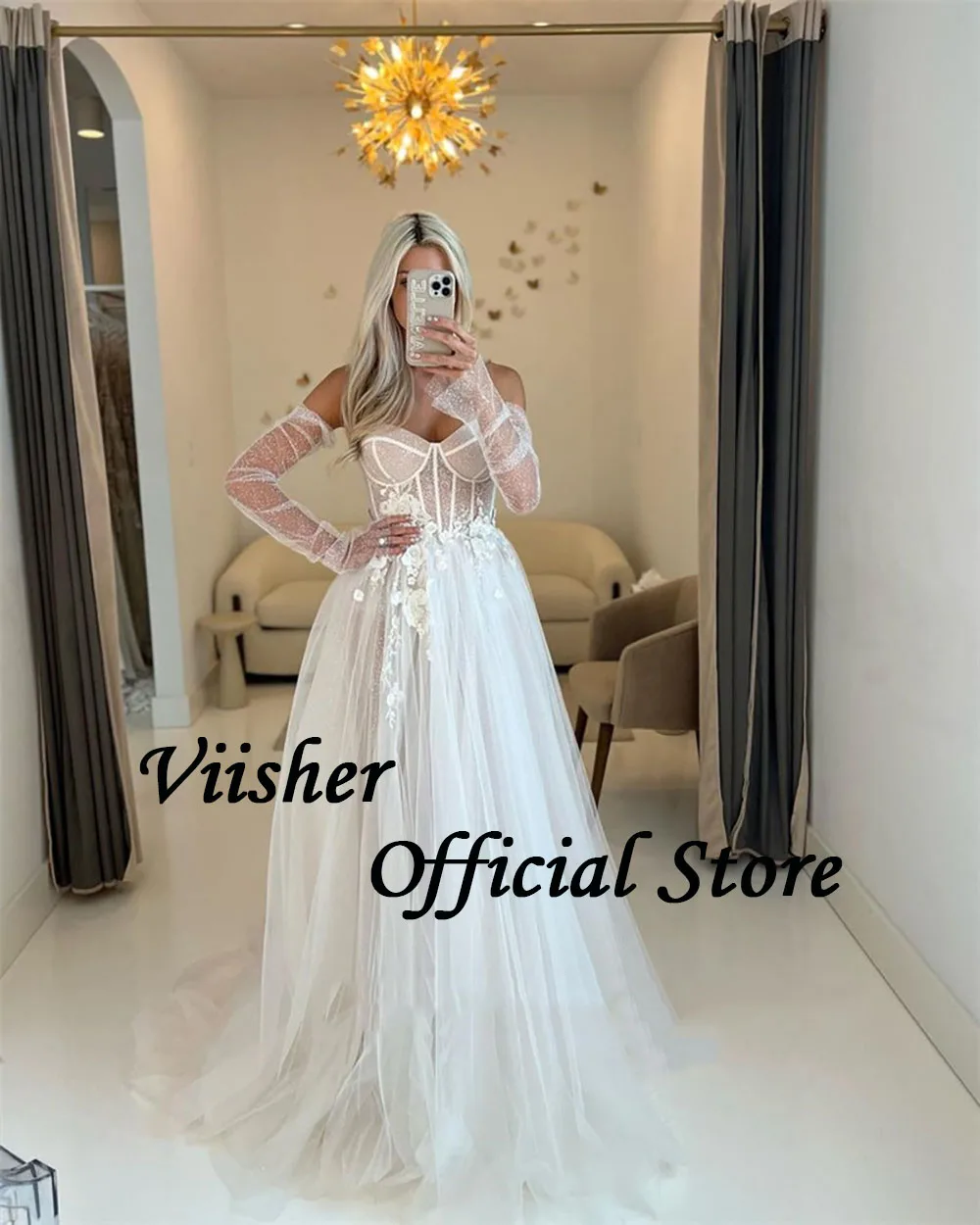 Viisher gaun pernikahan Boho korset tulang bunga 3D gaun pengantin Sweetheart lembut belahan tinggi gaun pengantin pernikahan pengantin pernikahan Tulle