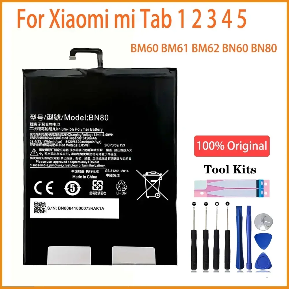 

New 100% Orginal Tablet Battery BM60 BM61 BM62 BN60 BN80 For Xiaomi Pad 1 2 3 4 Plus Mipad 1 2 3 4 5 Mipad3 Mipad4