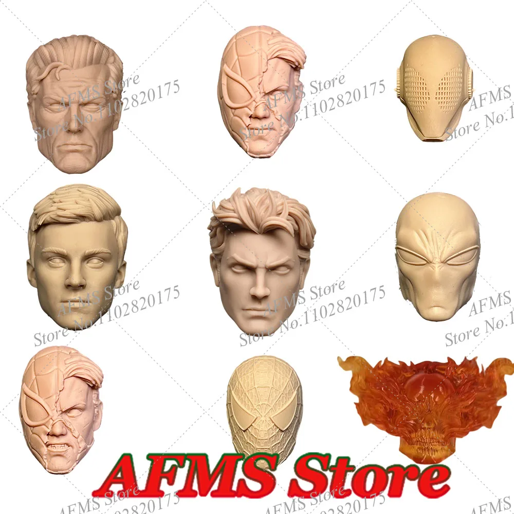 Unbemalte 1/12 Soldaten-Spinnen-Helden-Kopfskulptur Sandman Lizard Electro Venom Tom Holland Aaron Passend für 6" 7" Actionfiguren-Körper